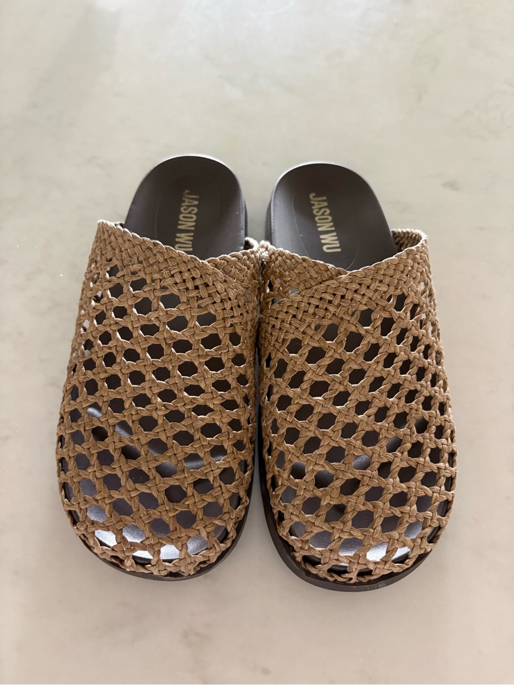 Jason Wu “Natty” Woven Slide Sandals in Natural.